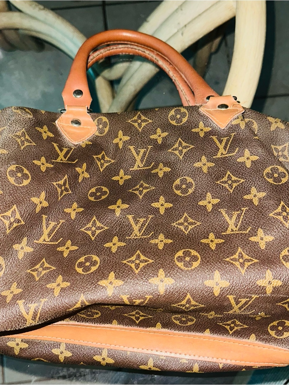 Louis Vuitton Monogram Canvas Tote with Tan Trim